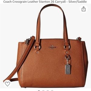 Coach crossgrain leather Stanton 26 carryall silver saddle brand new in duster.